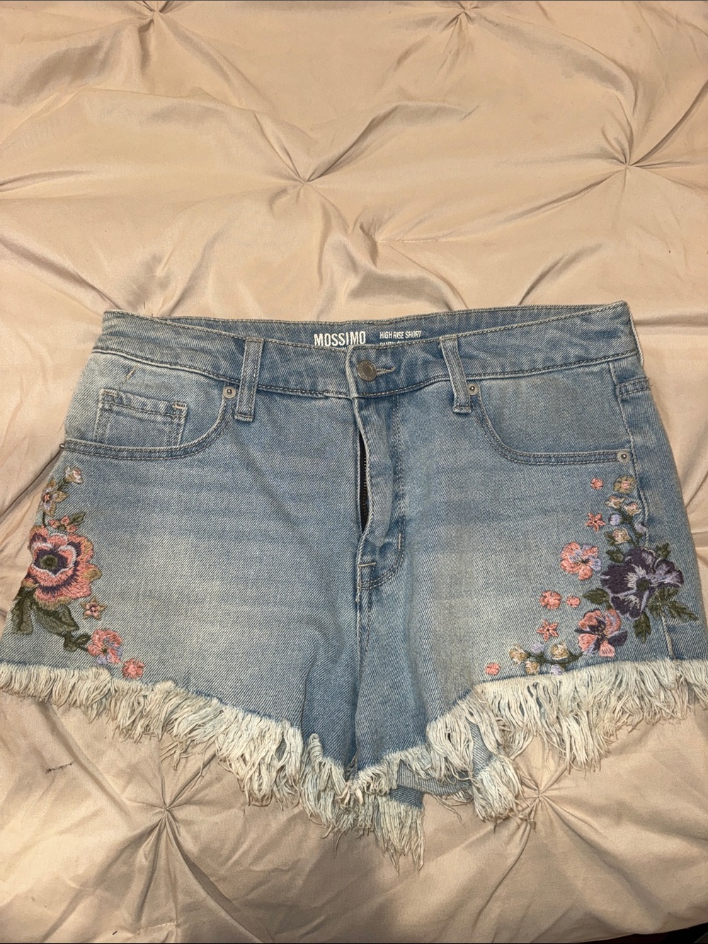 Mossimo Supply Co. Light Blue Denim Shorts with Floral Embroidery